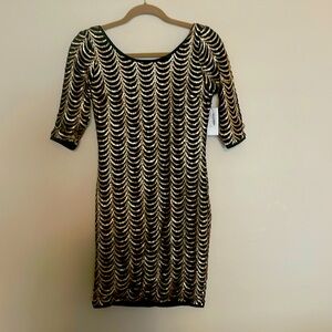 Black w Gold Sequin Cocktail Dress - NEW